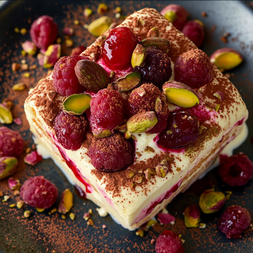 tiramisu pistaches et framboises